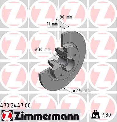 Zimmermann 470.2447.00 - Тормозной диск unicars.by