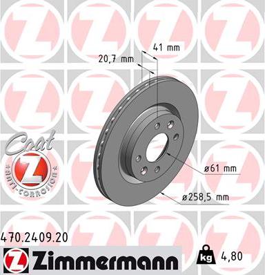 Zimmermann 470.2409.20 - Тормозной диск unicars.by