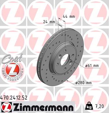 Zimmermann 470.2412.52 - Тормозной диск unicars.by