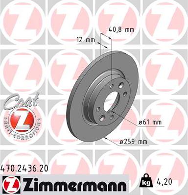 Zimmermann 470.2436.20 - Тормозной диск unicars.by