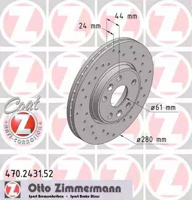 Zimmermann 470.2431.52 - Тормозной диск unicars.by