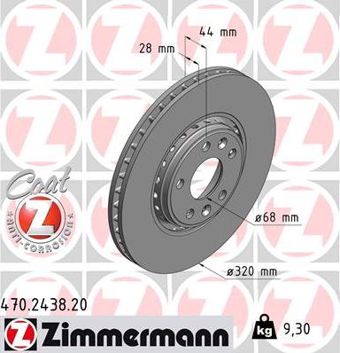 Zimmermann 470.2438.20 - Тормозной диск unicars.by