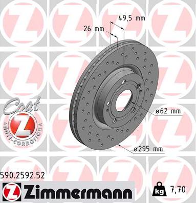 Zimmermann 590.2592.52 - Тормозной диск unicars.by