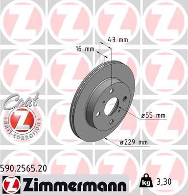 Zimmermann 590.2565.20 - Тормозной диск unicars.by