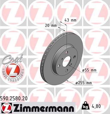 Zimmermann 590.2580.20 - Тормозной диск unicars.by