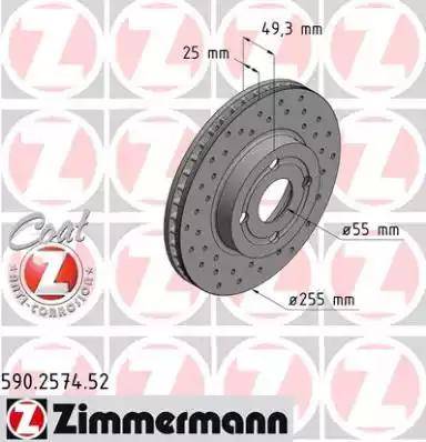 Zimmermann 590.2574.52 - Тормозной диск unicars.by