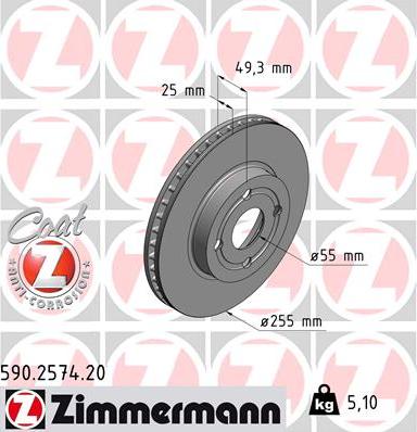 Zimmermann 590.2574.20 - Тормозной диск unicars.by