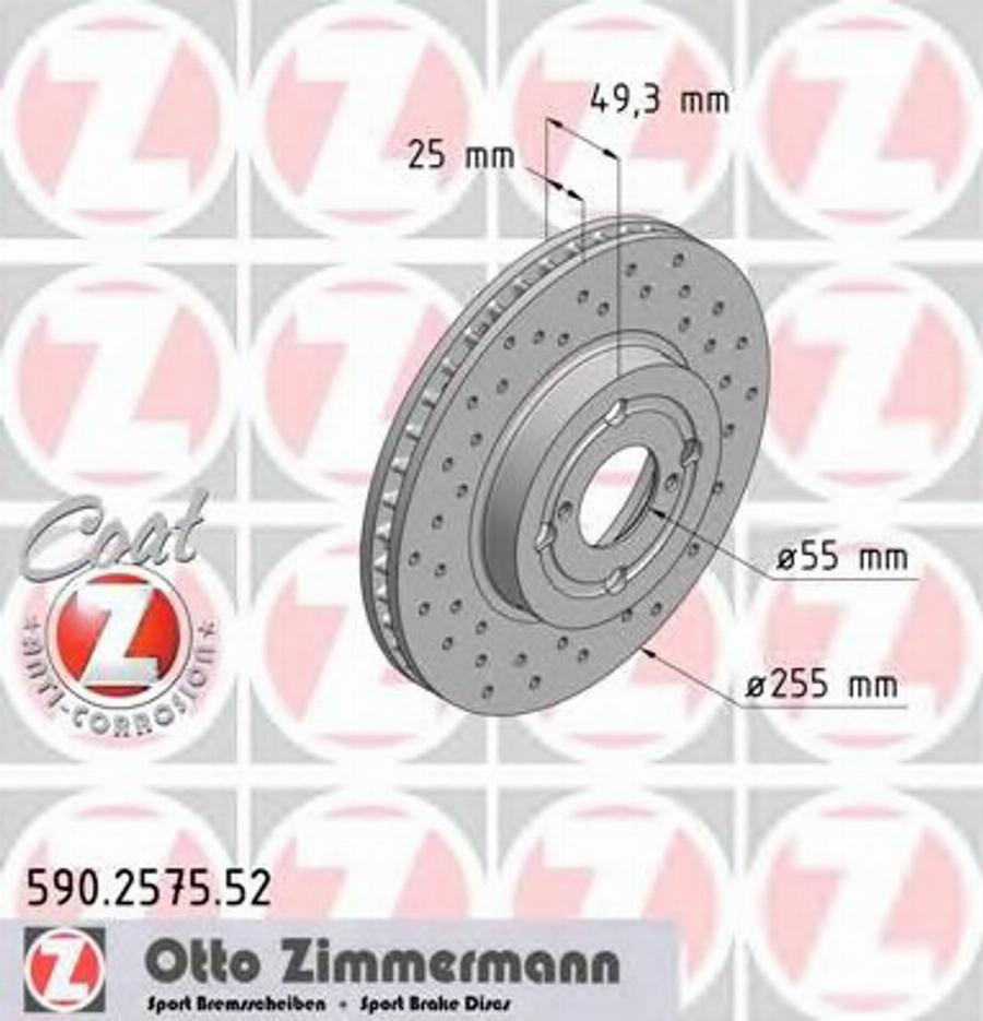 Zimmermann 590.2575.52 - Тормозной диск unicars.by