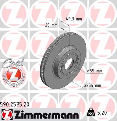 Zimmermann 590.2575.20 - Тормозной диск unicars.by