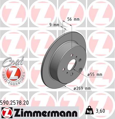 Zimmermann 590.2578.20 - Тормозной диск unicars.by