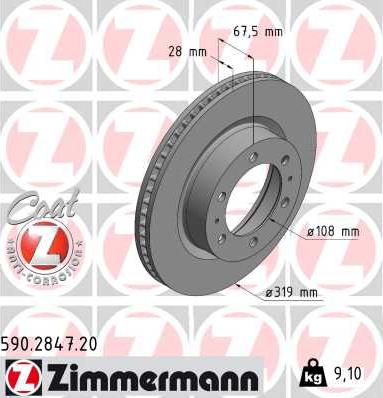 Zimmermann 590.2847.20 - Тормозной диск unicars.by