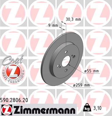 Zimmermann 590.2806.20 - Тормозной диск unicars.by