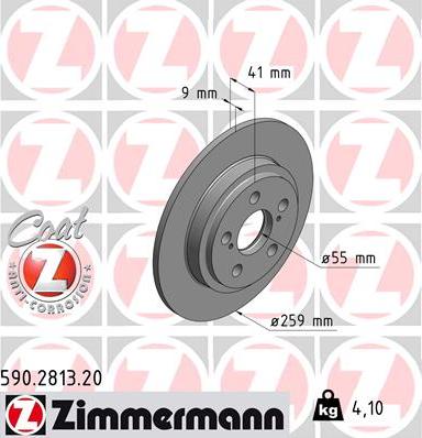 Zimmermann 590.2813.20 - Тормозной диск unicars.by