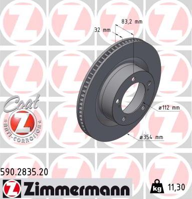 Zimmermann 590.2835.20 - Тормозной диск unicars.by