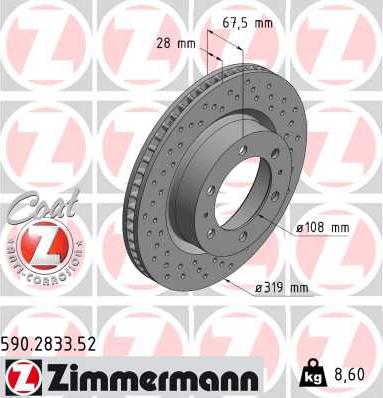 Zimmermann 590.2833.52 - Тормозной диск unicars.by