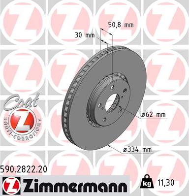 Zimmermann 590.2822.20 - Тормозной диск unicars.by