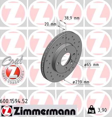 Zimmermann 600.1594.52 - Тормозной диск unicars.by