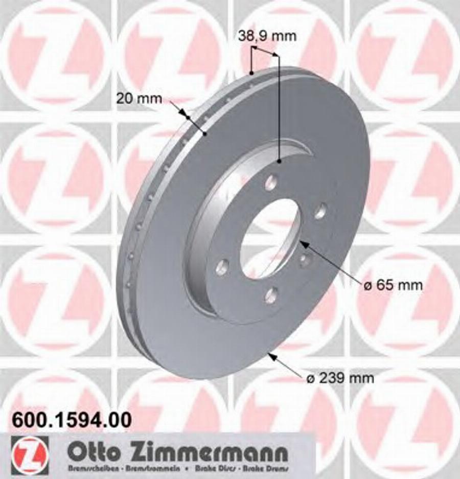 Zimmermann 600 1594 00 - Тормозной диск unicars.by