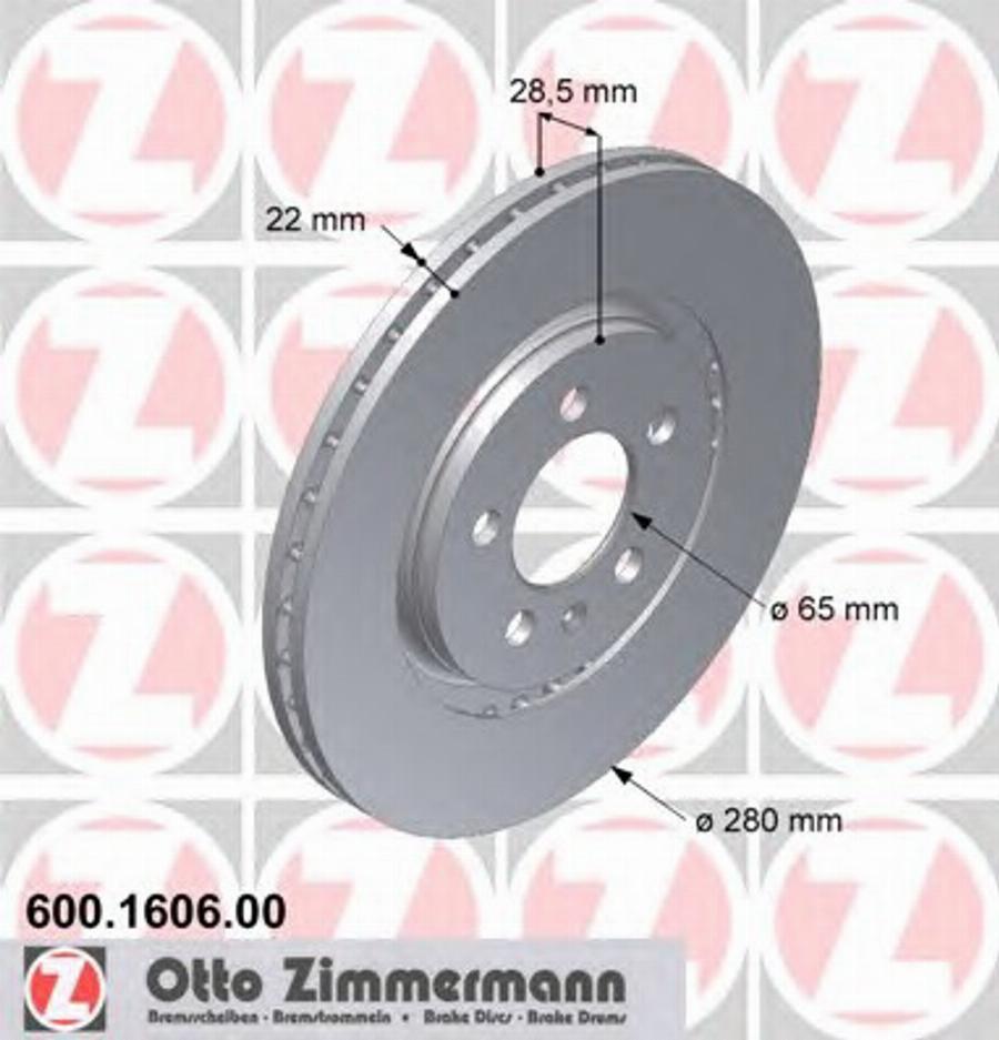 Zimmermann 600 1606 00 - Тормозной диск unicars.by