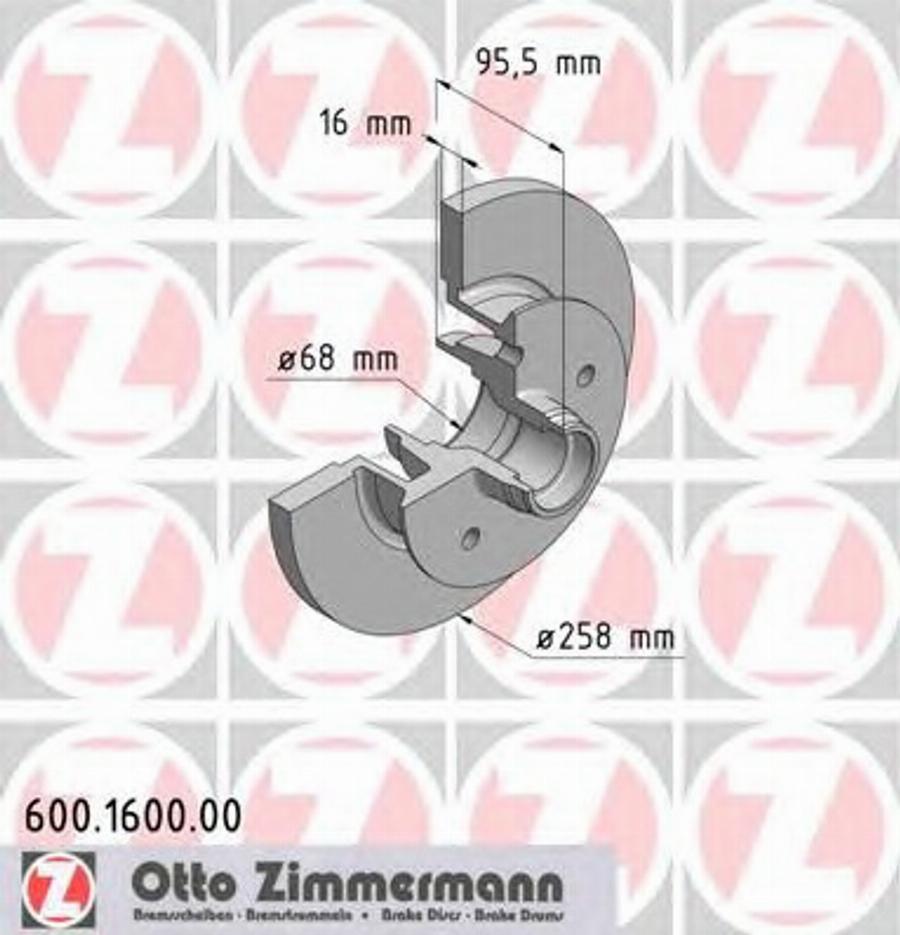 Zimmermann 600 1600 00 - Тормозной диск unicars.by