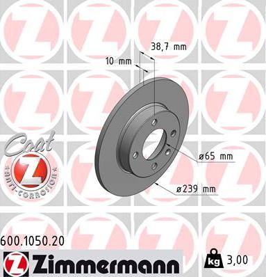 Zimmermann 600.1050.20 - Тормозной диск unicars.by