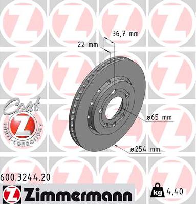 Zimmermann 600.3244.20 - Тормозной диск unicars.by