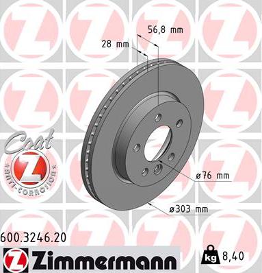 Zimmermann 600.3246.20 - Тормозной диск unicars.by