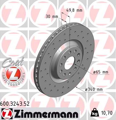 Zimmermann 600.3243.52 - Тормозной диск unicars.by