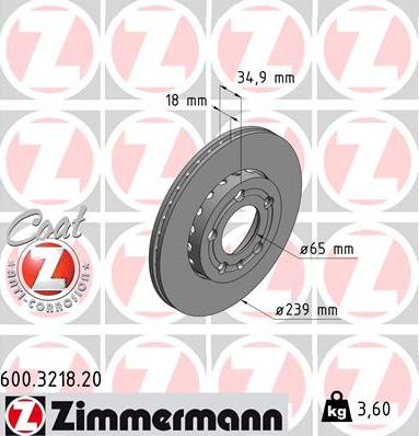 Zimmermann 600.3218.20 - Тормозной диск unicars.by