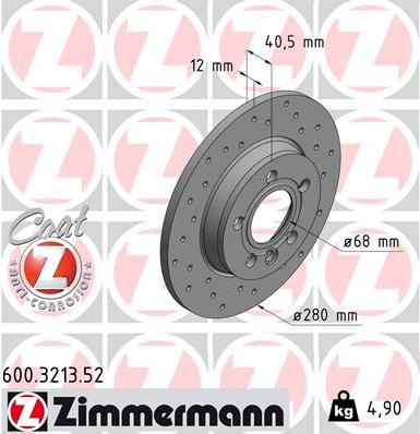 Zimmermann 600.3213.52 - Тормозной диск unicars.by