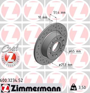 Zimmermann 600.3234.52 - Тормозной диск unicars.by