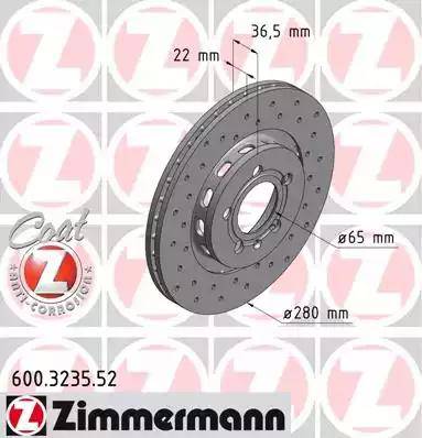 Zimmermann 600.3235.52 - Тормозной диск unicars.by