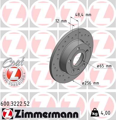 Zimmermann 600.3222.52 - Тормозной диск unicars.by