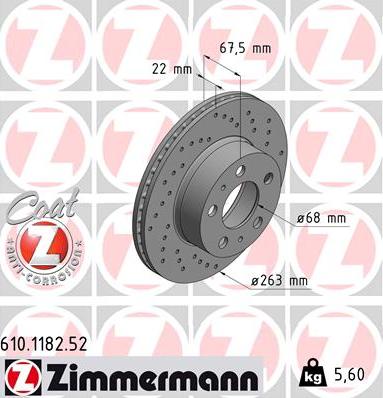 Zimmermann 610.1182.52 - Тормозной диск unicars.by