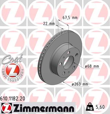 Zimmermann 610.1182.20 - Тормозной диск unicars.by