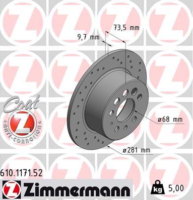 Zimmermann 610.1171.52 - Тормозной диск unicars.by