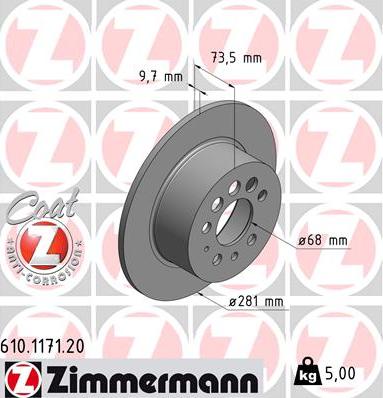 Zimmermann 610.1171.20 - Тормозной диск unicars.by