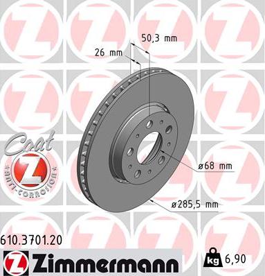 Zimmermann 610.3701.20 - Тормозной диск unicars.by