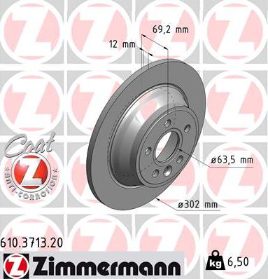 Zimmermann 610.3713.20 - Тормозной диск unicars.by