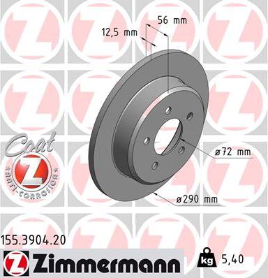 Zimmermann 155.3904.20 - Тормозной диск unicars.by