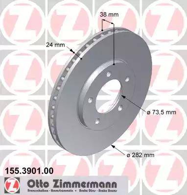 Zimmermann 155.3901.00 - Тормозной диск unicars.by