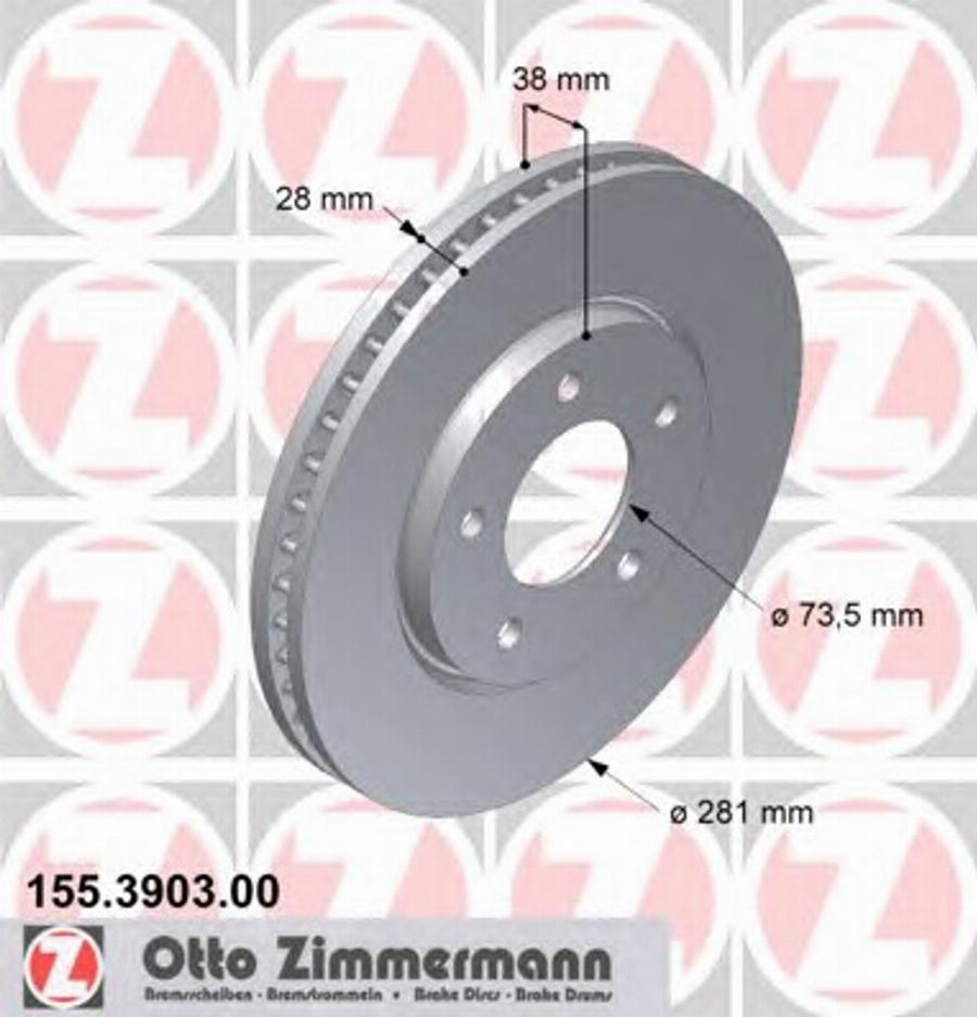 Zimmermann 155.3903.00 - Тормозной диск unicars.by