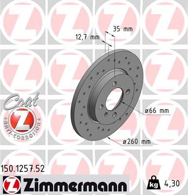 Zimmermann 150.1257.52 - Тормозной диск unicars.by