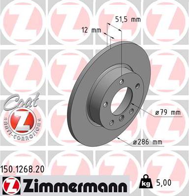 Zimmermann 150.1268.20 - Тормозной диск unicars.by