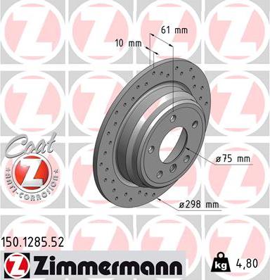 Zimmermann 150.1285.52 - Тормозной диск unicars.by