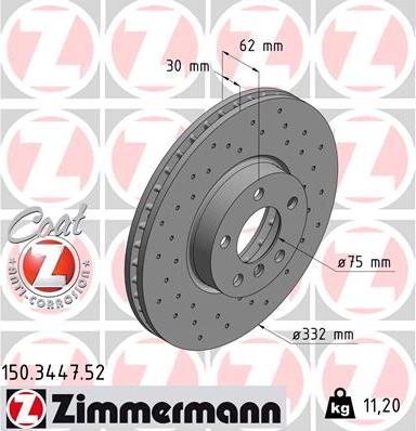 Zimmermann 150.3447.52 - Тормозной диск unicars.by