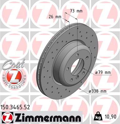 Zimmermann 150.3465.52 - Тормозной диск unicars.by