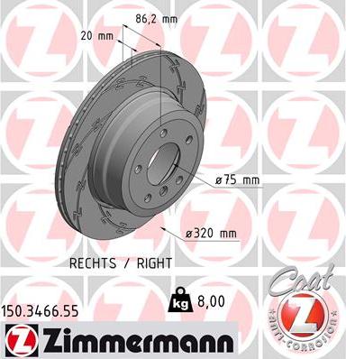 Zimmermann 150.3466.55 - Тормозной диск unicars.by