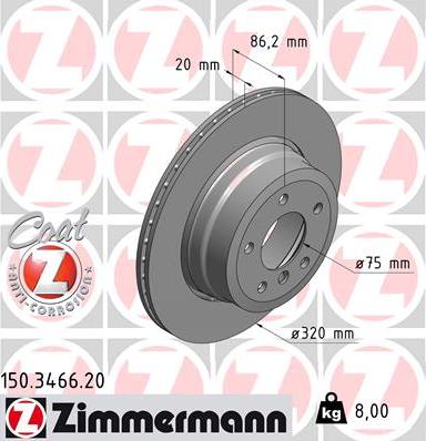 Zimmermann 150.3466.20 - Тормозной диск unicars.by