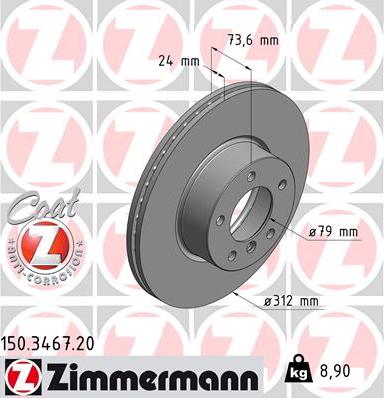 Zimmermann 150.3467.20 - Тормозной диск unicars.by